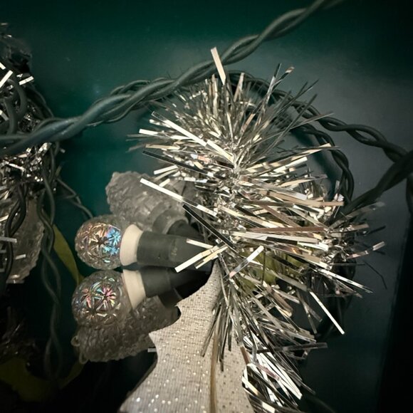 Set 2 Vtg Nature Clusters White Glitter Plastic Pinecone Christmas Light String - Picture 8 of 13